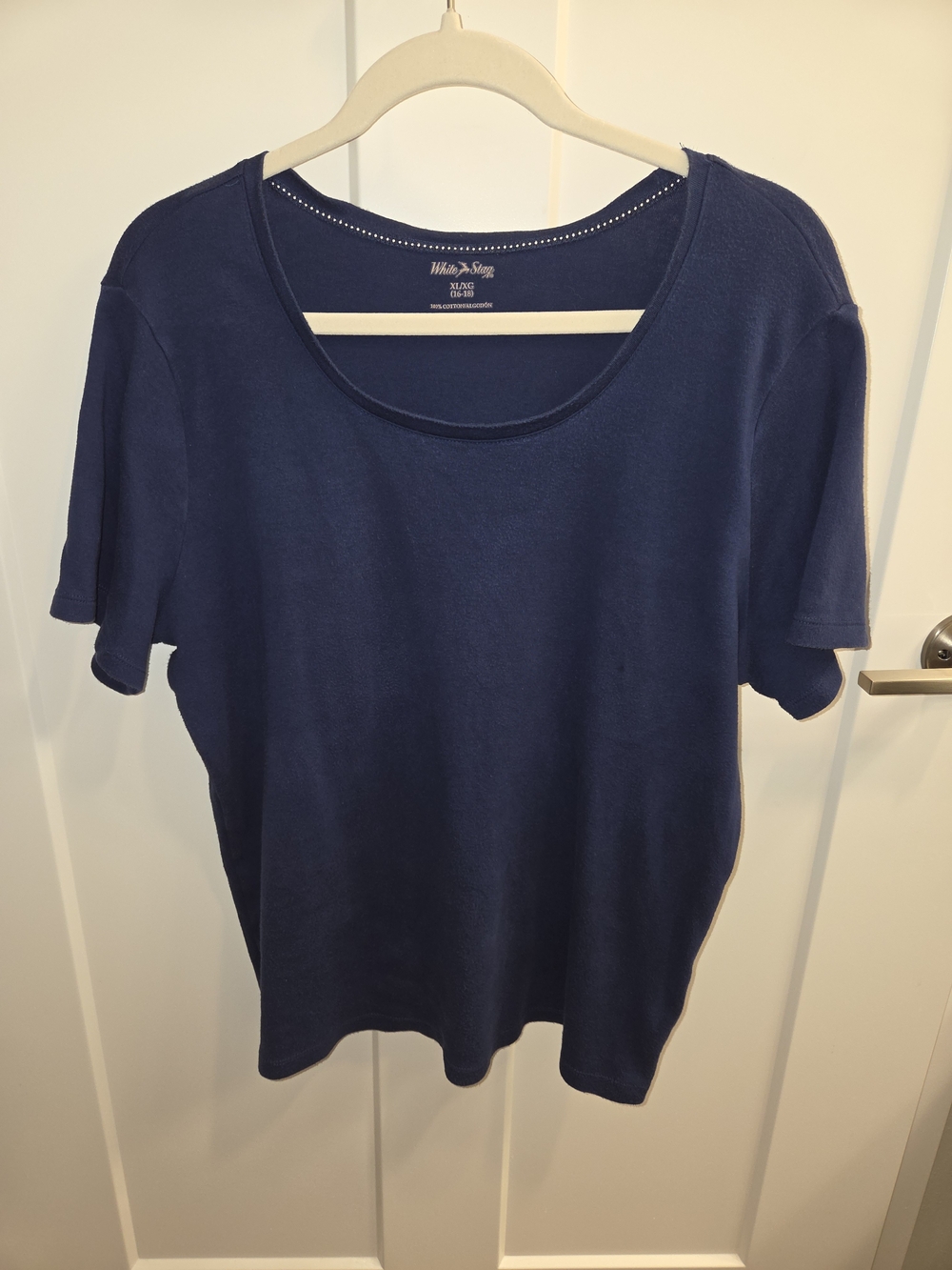 White Stag Navy Cotton Scoop Neck Short Sleeve Tee